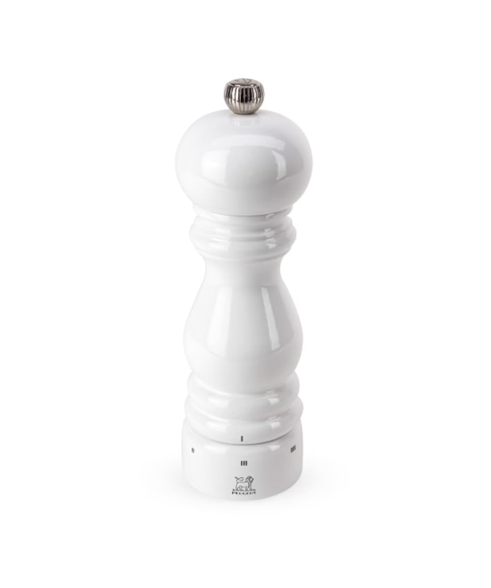 PEUGEOT - Paris u'Select 18 cm Salt Mill - 6 Predefined Grind Settings - Powdered Salt Innovation, Zirlion Mechanism - PEFC-Certified Wood - Made in France - Glossy White Finish