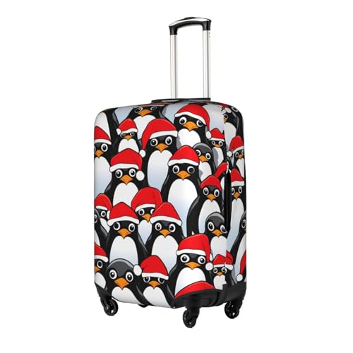 Christmas Penguins Print Travel Elastic Suitcase Luggage Baggage Cover Protector, Washable And Anti-Scratch2