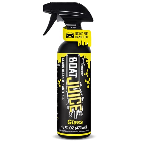 Boat Juice 2in1 Boat Glass Cleaner & Anti-Fog Spray | Boat Cleaner for Glass, Windows, & Electronic Screens | Lemon Drop Scent | Marine Detailing & Cleaning Supplies, Accessories | Made in USA (16oz)