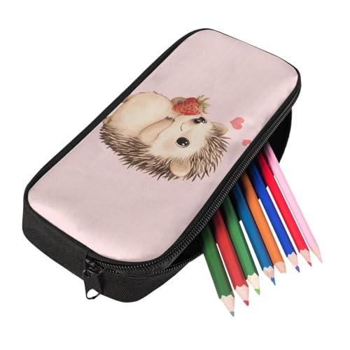Strawberry Hedgehog Backpack Set with Lunch Box, Water Bottle Pouch, and Pencil Case for Boys & Girls, 1St Grade Large Bag Junior High School Toddler Adjustable Bookbag for Children's Day4