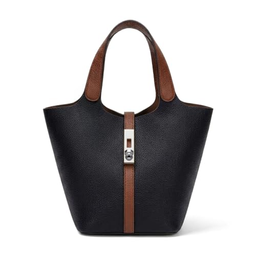Image of Tote Bag for Women Vegan Leather Bucket Purse for Women Top Handle Handbag Shoulder Bag with Detachable Small Purse