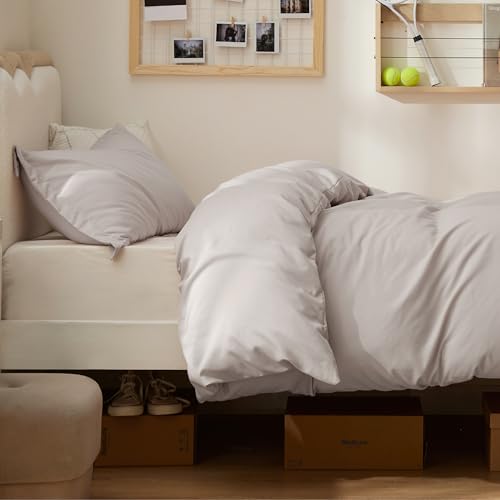 Image of Bedsure Twin /Twin XL Duvet Cover, Soft Double Brushed Bedding Set, Taupe | For Kids & Adults, 68 inchx90 inch Comforter Cover, Hotel Luxury, All Season, Breathable, Easy Care, Lightweight, Zipper Closure