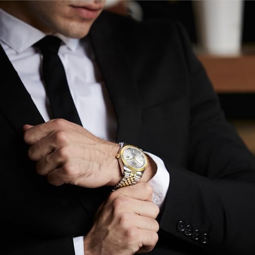 Image of BUREI Men's Classic Luxury Watch Stainless Steel Waterproof Machine Watch Fashion Double Watches Date Sapphire Crystal