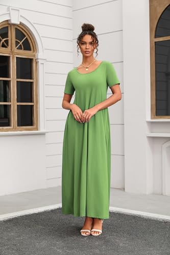Image of Nimsruc Women Summer Long Dress Casual Sexy Short Sleeve Loose Maxi Dresses for Women 2025