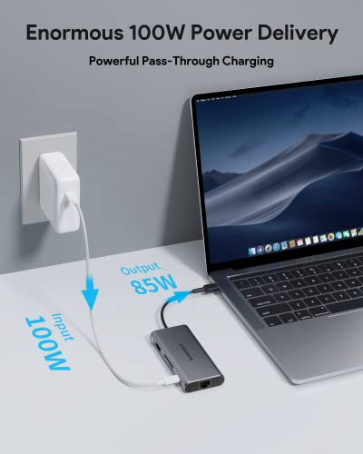 Hub USB C 9 in 1 MAVINEX Docking Station USB C con HDMI 4K, Porta di Carica 100W, Trasferimento Dati USB-C a 5Gbps, Ethernet 1Gbps, 3 Porte USB 3.0 SD/TF Compatibile con MacBook Pro/Air Huawei Dell