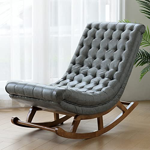 Rocking Recliner Chair, Glider Recliner, Leather And Fabric Rocking Chair, Recliner Lazy Sofa Chair, For Living Room, Nursery, Bedroom, Lounge, Office ( Color : Dark Gray , Size : 135*60*85Cm ) #TOP16