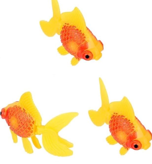 3 Pcs Orangish Yellow Fake Floating Fishes Plastic Fake Goldfish Artificial Aquarium Fishes Colorful Realistic Artificial Moving Fish Ornament Decorations for Aquarium Fish Tank, Aquarium Décor