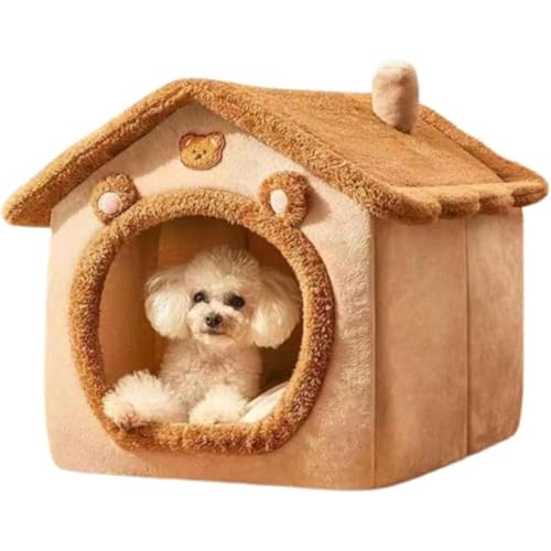 ペットハウス ドーム型 犬 猫 ベッド 洗える ふわふわ あったかい 折りたたみ式 キャット こたつ 寝袋 休憩所 遊び場 冬用 暖かい巣 取り外し可能 ペット用品 グッズ 寒さ対策 (L,B)