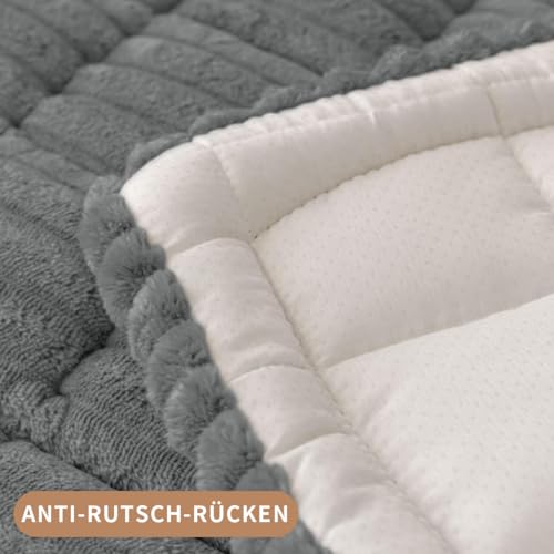 Furnestorica 2 StüCk Weicher Flanell-Sofabezug, Premium Rutschfester Sofa üBerzug 1 2 3 4-Sitzer-Couch üBerzugfüR Sektionssofas, Waschbarer L-föRmiger Möbelbezug (Kaffee, 90x160cm Und 90x210cm)