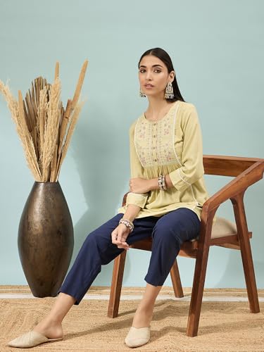 Image of D K W Women's Mid Rise Relaxed Fit Cotton Flex Trousers with Elastic Back & Drawstring - Ideal for Winter, Formal, Office & Casual Wear, Comfortable for Girls and Women