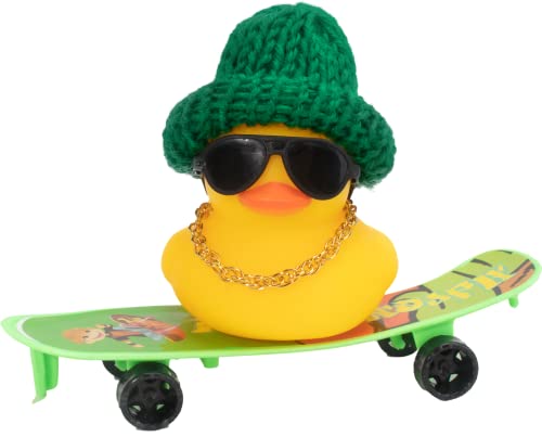 Wonuu Car Duck Ornament Rubber Duck Car Dashboard Decoration For Car Dashboard Decoration Accessories With Mini Hat, Necklace, Sunglasses, Chair Or Skateboard #TOP18