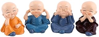 Resin Buddha Ornaments,4 Buddha Monks Figurine Automotive Home Decoration Lucky Baby Buddha Figurine