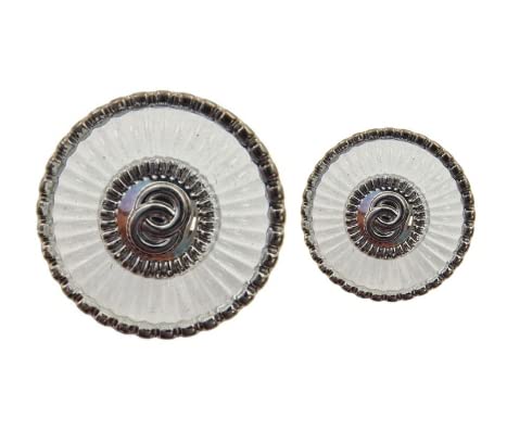 Round Glassy Shank Button ( Pack Of 16 ) 8 Big And 8 Small Pack For Coat Blazer Suit, Sherwani and Indian Dresses Sports Coat Uniform Jacket DIY Used (GRAY)-image-12