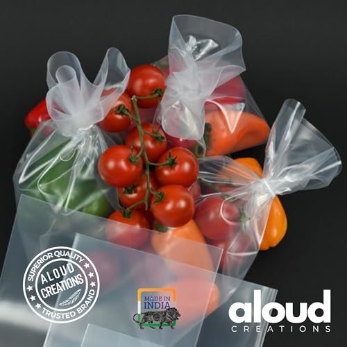 Image of Aloud Creations 50 Pc LDPE Food Grade Plastic Bags for Packaging and Storing | Ideal for Hot or Cold | Liquid Packing Material | 60 Microns Thickness | 8x10 inch | 20x25 cm