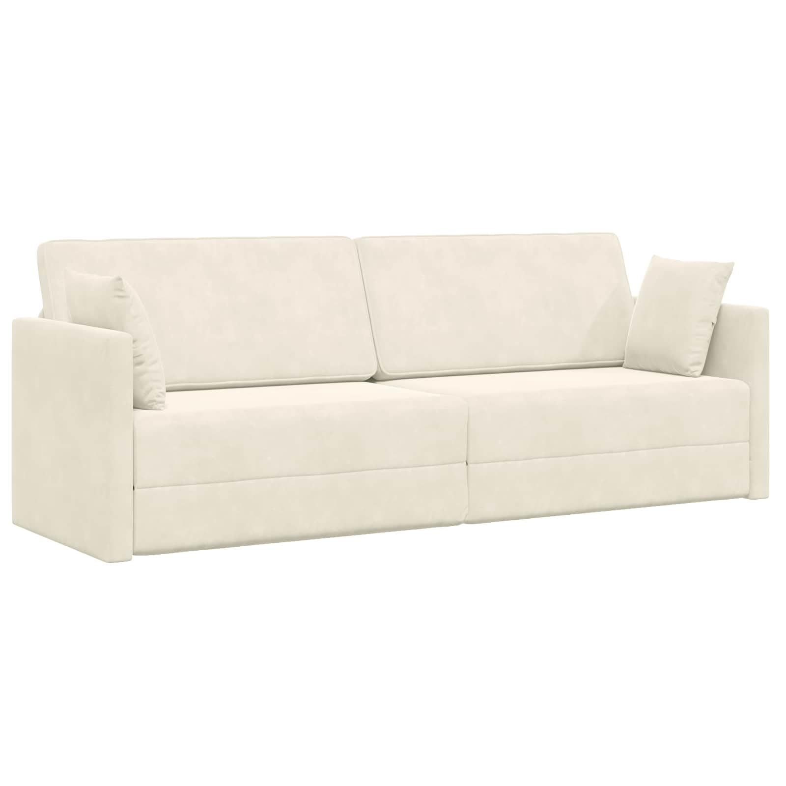 vidaXL Divano-Letto da Pavimento Crema 213 x 70 x 77 cm Velluto
