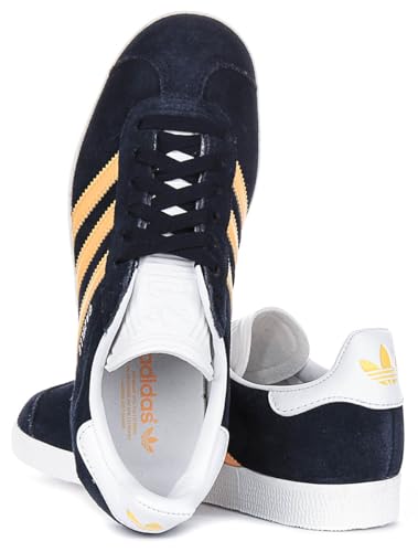 Image of adidas Gazelle Men's 3 Stripes Logo Classic 90S Sn Trainers (Navy Yellw, US 8M /9F)