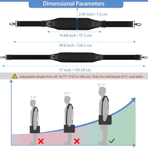 ZINZ 77" Shoulder Strap with Neoprene Thick Padded, Universal Bag Strap with Double Adjustable Buckles and Metal Swivel Hooks2