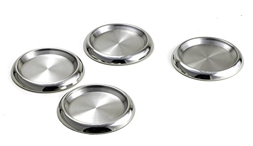 StainlessLUX 77319 4-Piece Stainless Steel Round Coaster Set - Fine StainlessLUX Drinkware for Your Enjoyment