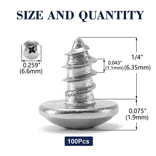 #4 x 1/4" Wood Screw 100Pcs Truss Head Phillips 18-8 (304) Stainless Steel Fast Self Tapping Screws by SG TZH by SG TZH - Image 2