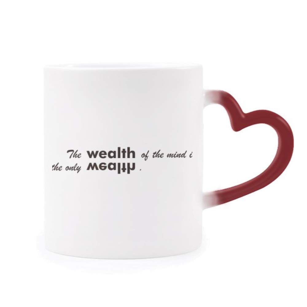 Taza sensible al calor DIYthinker con frase motivacional y asa de corazón color rojo