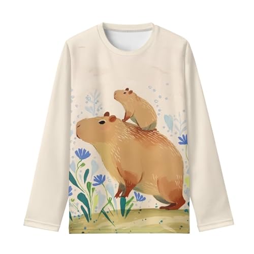 Image of Girls Cartoon Print Long Sleeve Graphic Tee Casual Crew Neck T-Shirts for 3-16 Years Little Girls