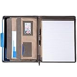 Alpine Swiss Genuine Leather Writing Pad Portfolio Business Case for Left & Right Handed Use with Tablet Sleeve Smoke