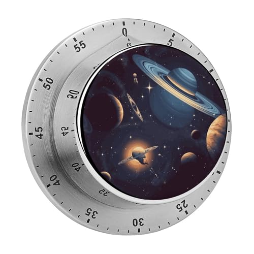 Temporizador de Cocina con Estampado del Espacio Exterior, Reloj Temporizador de Cocina con Alarma Sonora, no Requiere Pilas, Cuerda para cocinar y Hornear.