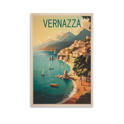 GuYaNa Vernazza Affiche de voyage vintage Italie 20 x 30 cm Impression sur toile pour décoration murale salon chambre à coucher