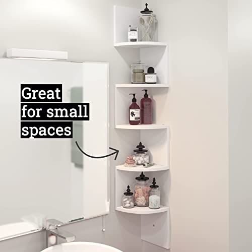 Greenco 5 Tier Wall Mount Corner Shelves Gray Finish - Image 7
