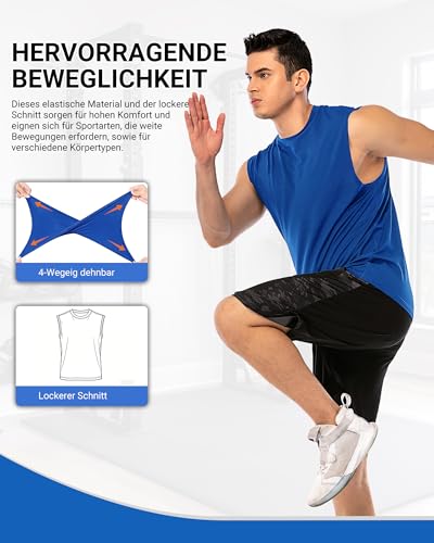 MEETYOO 3/5 Pack Tank Top Herren Sport, Muskelshirts Herren & Unterhemd Herren - Leicht, Feuchtigkeitsableitend, Schnelltrocknend, Ideal für Das Gym Oder Den Alltag 3