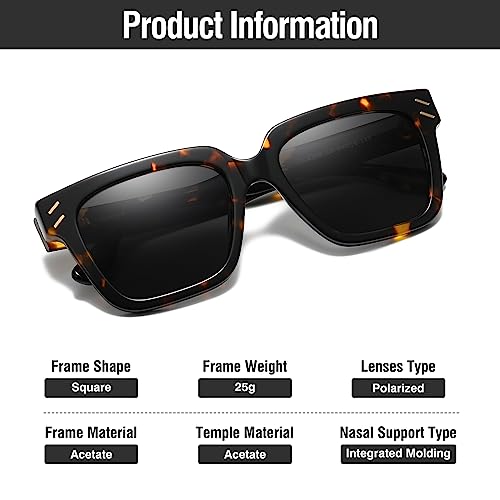 DUCO Retro Square Polarized Sunglasses for Men Women Trendy Vintage Luxury Acetate Sun Glasses UV400 DC23683