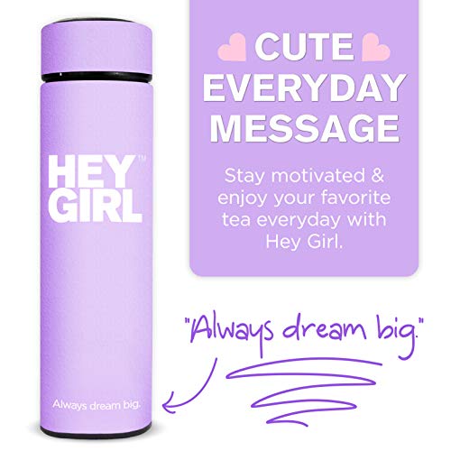 Hey Girl Tea Infuser Bottle 450Ml - Insulated Stainless Steel Water Bottle - Thermos Tea Tumbler With Tea Diffuser - Portable Travel Mug For Loose Leaf Tea & Infused Water - Tea Lovers Gifts For Women #TOP1