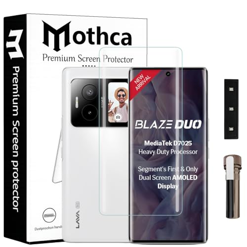 Image of Mothca Curved UV Tempered Glass Screen Protector for Lava Blaze Duo 5G | HD Clear | Full Screen Coverage | Pack of 1