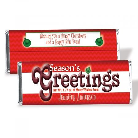 Personalized Holiday Candy Bar Wrapper- Set of 24 Personalized Christmas Gifts