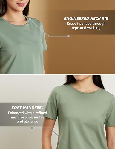 Image of Symbol Premium Women's Super Soft Cotton Round Neck Solid T-Shirt (Stylish | Regular Fit) (Available in Plus Sizes)
