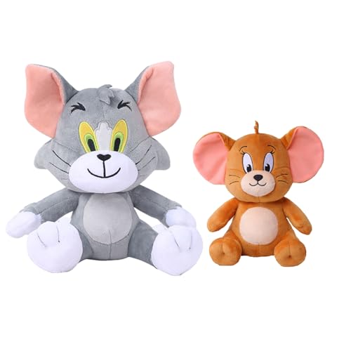 Zcyx0514 Classic Cartoon Cat and Mouse Plush Toy Set - 11.8in Cat & 7.8in Mouse Stuffed Animals, Cute Cartoon Plushies for Birthday Party Decorations, Gifts, and Home Decor