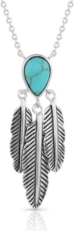 Montana Silversmiths Women's Spirit Tears Feather Turquoise Necklace - NC5287 One Size