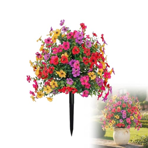 SakerPlus Artificial Petunias with Ground Stake 22 Outdoor Faux Flowers for Garden Yard Planter and Porch Lifelike Decorative Flowers for Indoor Outdoor Home Decor (1 Pack)