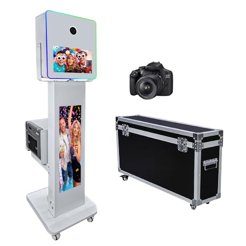 Image of Portable DSLR Photo Booth Machine with 15.6 inch Touch Screen, Photo Booth with 29 inch LCD Display, Ring Light, Software, Mini PC,Flight Case for Event Rental Wedding Party (Photo Booth+Camera)
