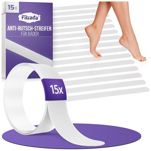 Filzada® 15x Anti Rutsch Badewanne - 45 x 2 cm Transparente Streifen Anti...