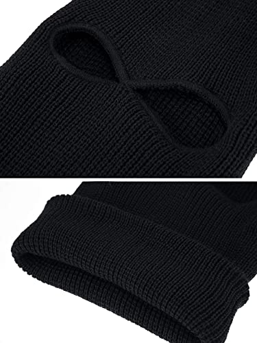 Kids Knitted Balaclava for Cold Weather- Winter Ski Face Mask for Children (2 Hole) Black2