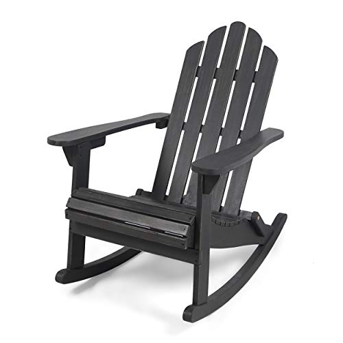 Christopher Knight Home Cara Outdoor Adirondack Acacia Wood Rocking Chair, Dark Gray Finish #TOP25