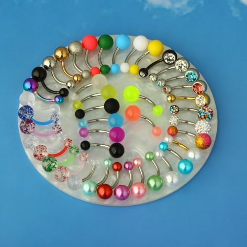 42-12Pcs 14G Surgical Stainless Steel Belly Button Rings for Women hypoallergenic Simple Acrylic Glow In Dark Cute Belly Rings Navel Piercing Jewelry Pack for Women3