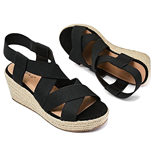Image of Luoika Women's Wide Width Platform Wedge Sandals