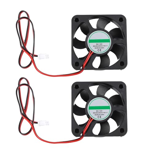 Lot de 2 50x50x10 mm DC 12V Mini petit ventilateurs, 5010 50mm 12 V 15 DBA Silent Fan ventilateur miniature 3500± 10% RPM Air volume 7 CFM avec fils pour Imprimante 3D PC DVR NAS commutateurs