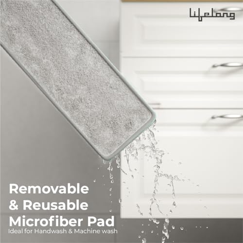 Image of Lifelong Wet and Dry Floor Mop for Home Cleaning | 360 Rotating Flat Mop with Stainless Steel Handle & Microfiber Pads | Adjustable Pole, Reusable Washable Pad | Ideal for Tiles, Wood, Marble Floors