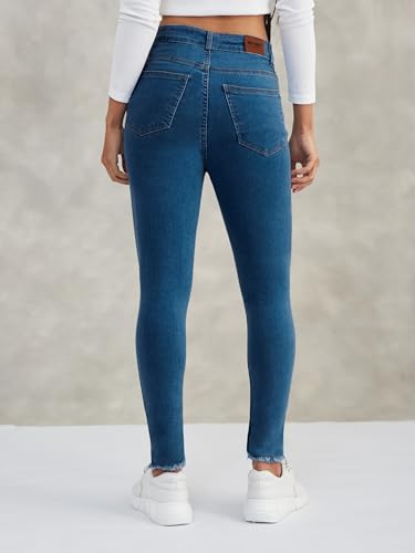 Image of Dolce Crudo Women's Skinny High Rise Bleached Cropped Stretchable Denim Jeans