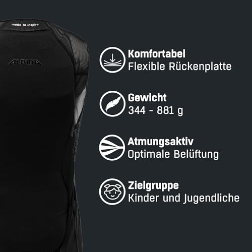 ALPINA PROSHIELD JUNIOR Vest - Flexibler, Atmungsaktiver & Individuell Einstellbarer Rückenprotektor Für Kinder, Black, 176 – Ansicht 3