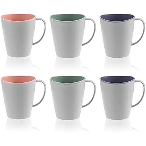 com-four® 6x Kaffeetasse mit Henkel - Becherset Mehrweg Trinkbecher aus Kunststoff Cover