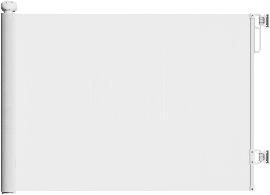 Retractable Baby Gates for Stairs Doorways Hallways, Soft Mesh Safety Retractable Dog Gate for Pet, Indoor Or Outdoor Use, Easy Installation,33.6" Tall,Expands to 55" Wide,White White 55"*33"